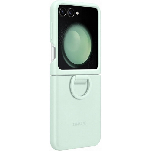Samsung Capa e capa para celular Samsung Capa de silicone com anel Z Flip 5 Verde água 2