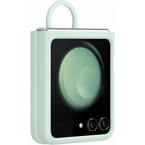 Samsung Capa e capa para celular Samsung Capa de silicone com anel Z Flip 5 Verde água 1