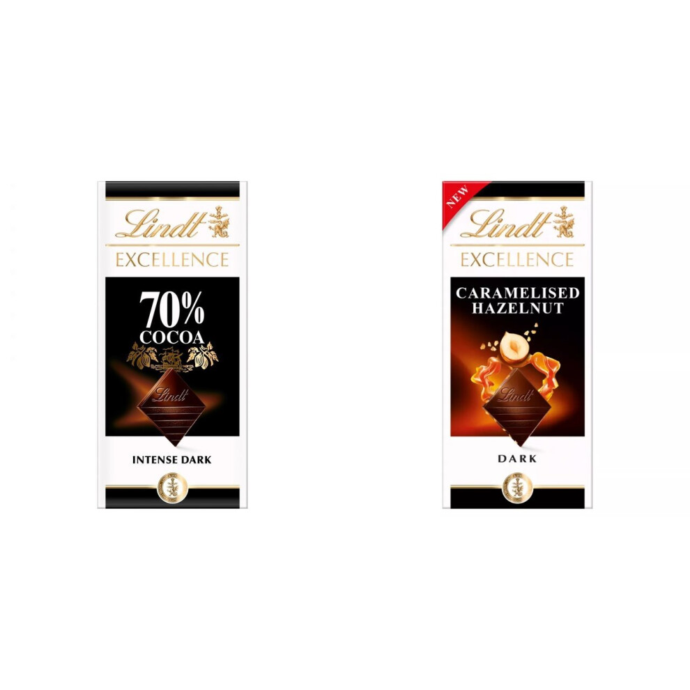 2 Lindt Dark 70% + 2 Lindt Dark Caramelised Hazelnut