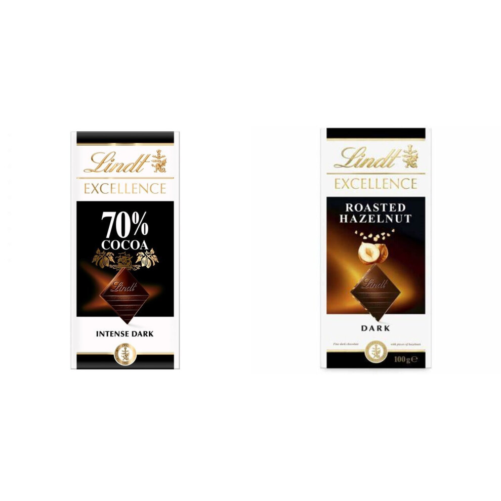 2 Lindt Dark 70% + 2 Lindt Dark Roasted Hazelnut