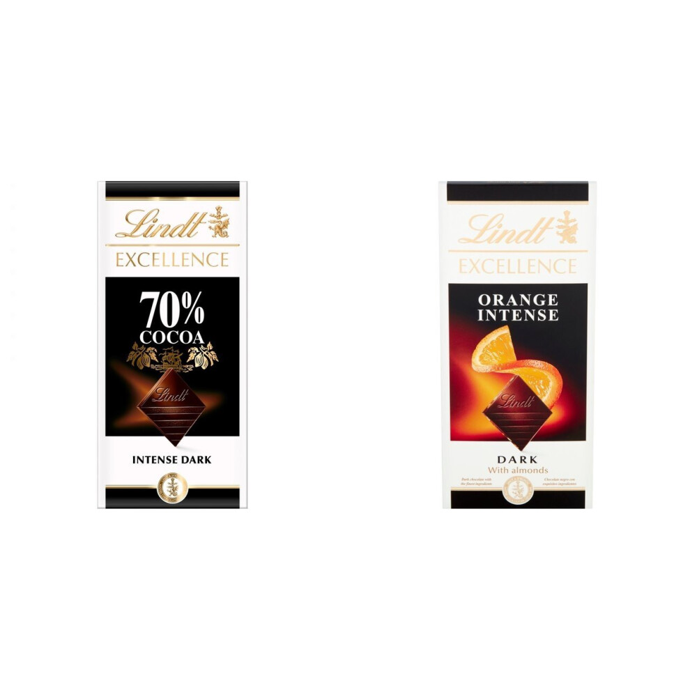 2 Lindt Dark 70% + 2 Lindt Intense Orange