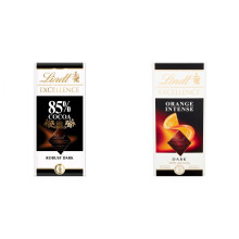 2 Lindt Dark 85% + 2 Lindt Intense Orange