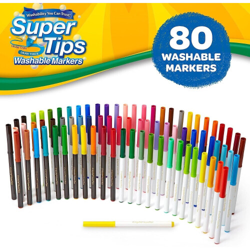 Crayola CRAYOLA Super Tips, Washable Markers, 80 Count, Includes Scented 1