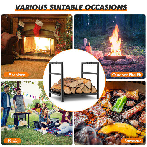 Costway Decorative Firewood Storage Rack w/Screw Thread Handle Log Holder Rack 2