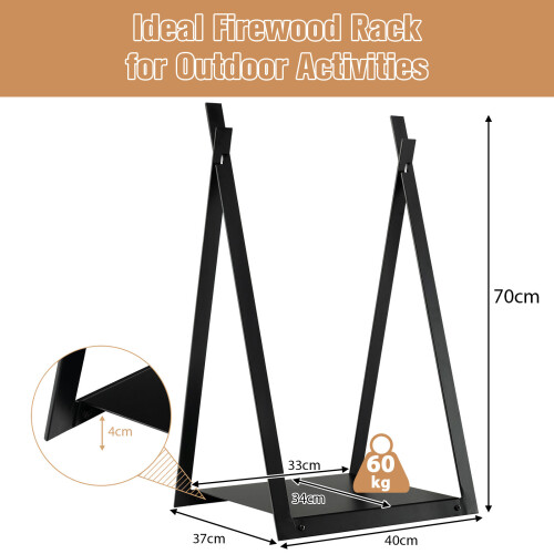 Costway Decorative Firewood Log Rack w/ Stable Triangular Structure Heavy Duty 1
