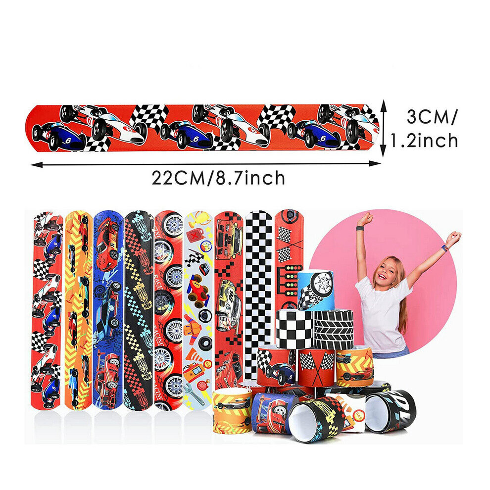 12pcs Racing Car Theme Slap Bracelets For Kids Party Decoration-image-OPC-PC62GHG-NEW