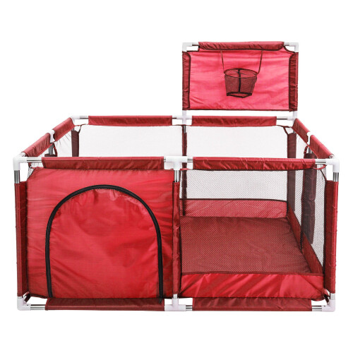 (Red) Playpen Portable Safety Activity with Basketball