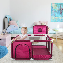 (Pink) Playpen Portable Safety Activity with Basketball