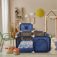 (Blue) Playpen Portable Safety Activity with Basketball