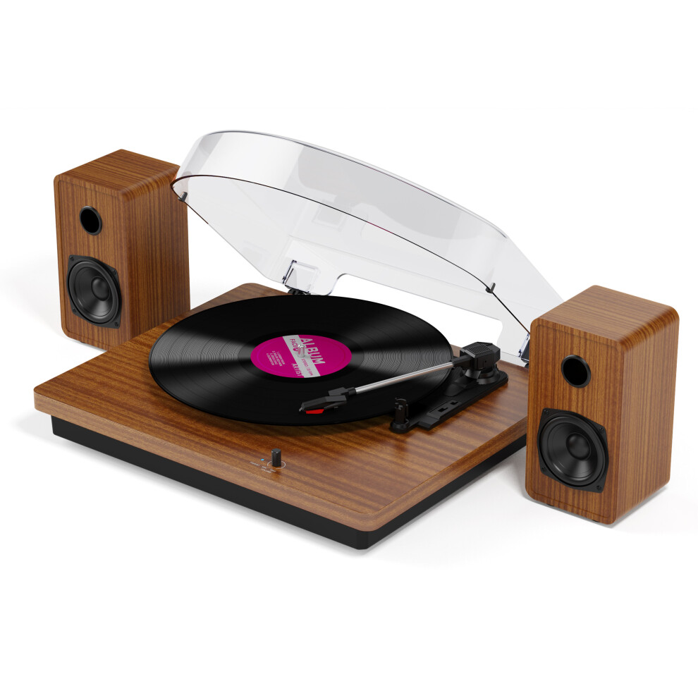 Digitnow Bluetooth Turntable Record Player With Stereo Speakers Belt Driver Brown