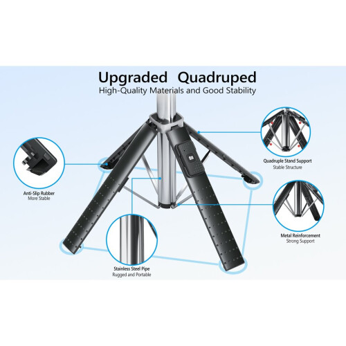 41" Selfie Stick Tripod Quadrapod with 2 Rechargeable Fill Light 2