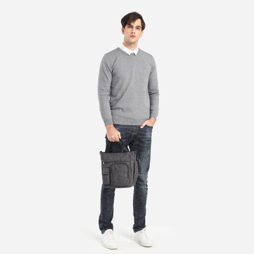 (Grey) KONO Multi-Compartment Tote Shoulder Bag 2