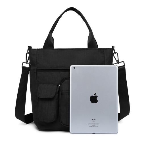 (Black) KONO Multi-Compartment Tote Shoulder Bag 1