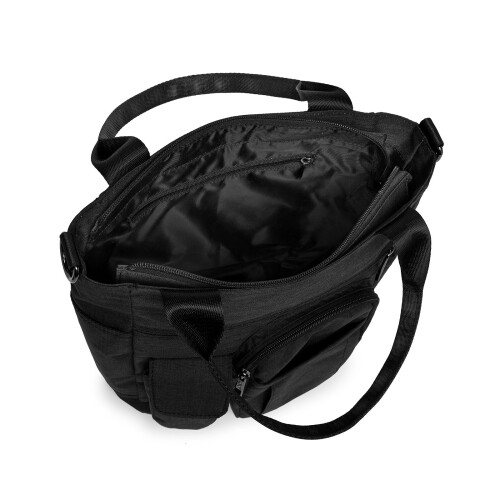 (Black) KONO Multi-Compartment Tote Shoulder Bag 2