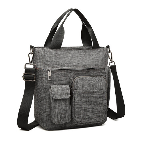 (Grey) KONO Multi-Compartment Tote Shoulder Bag 1