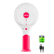 Geepas Rechargeable Mini Table Fan Personal Quiet USB Fan, Pink