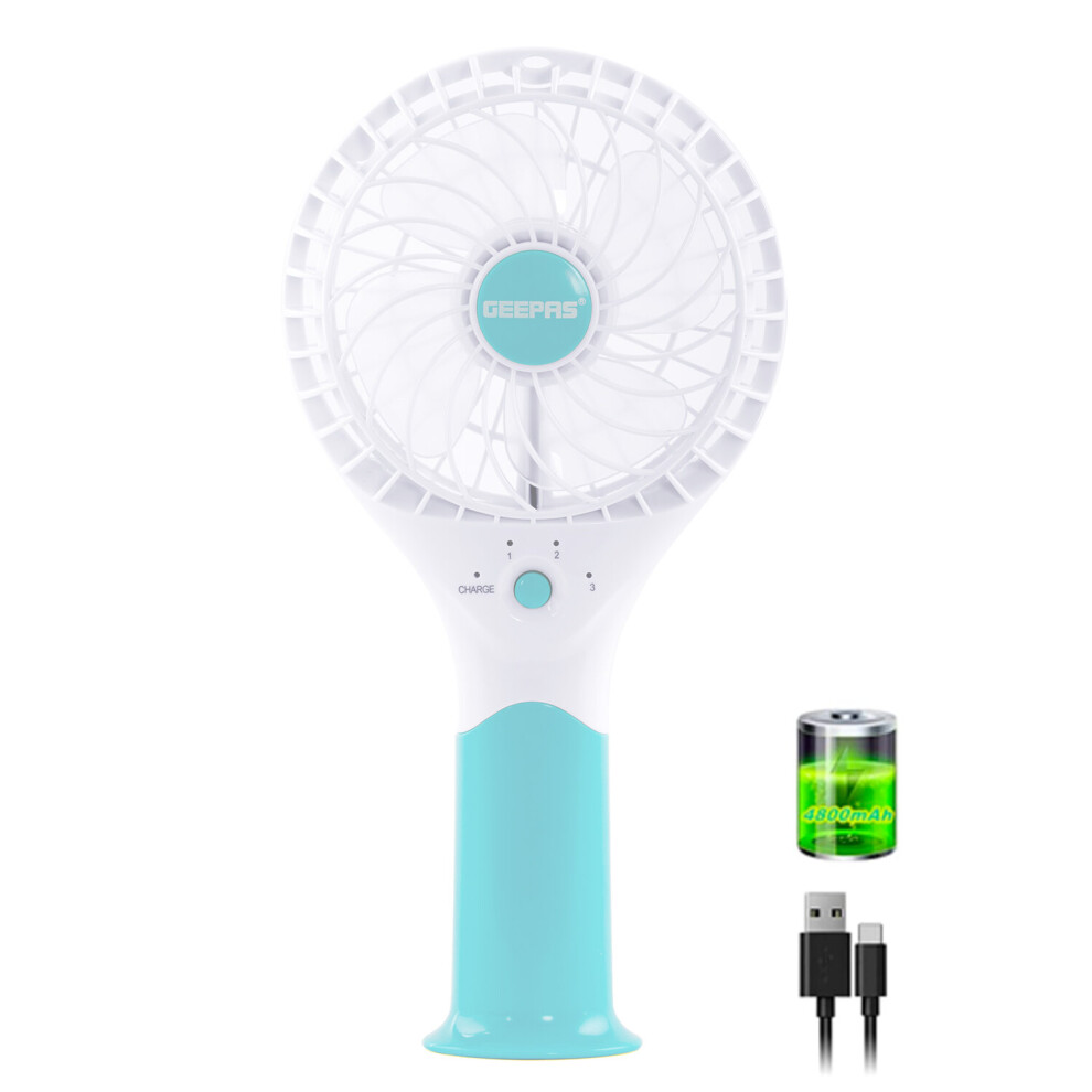 Geepas USB Rechargeable Mini Table Fan with 3 Speed, Blue