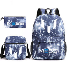 (Lightning Blue 1) 3pcs Sets Messi Backpack New Students Capacity School Bags