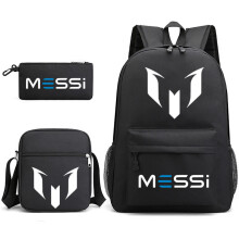 (Black 1) 3pcs Sets Messi Backpack New Students Capacity School Bags