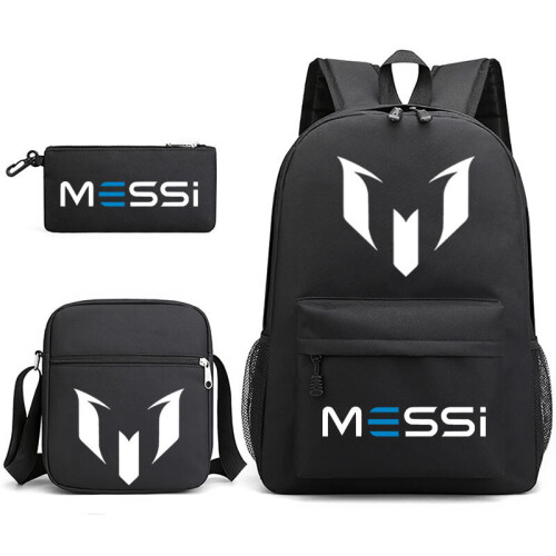 (Black 1) 3pcs Sets Messi Backpack New Students Capacity School Bags