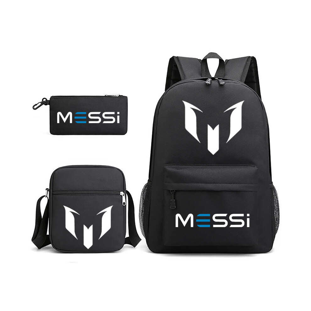 Xytgogo (Black 1) 3Pcs Sets Messi Backpack New Students Capacity School Bags