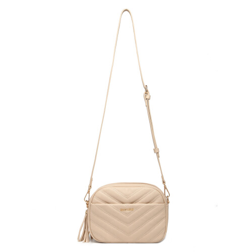 Miss Lulu (Khaki) MISS LULU Lightweight Quilted Leather Cross Body Bag 1