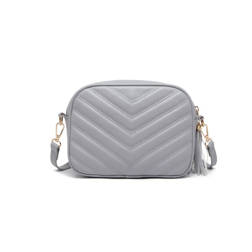 Miss Lulu (Grey) MISS LULU Lightweight Quilted Leather Cross Body Bag 2