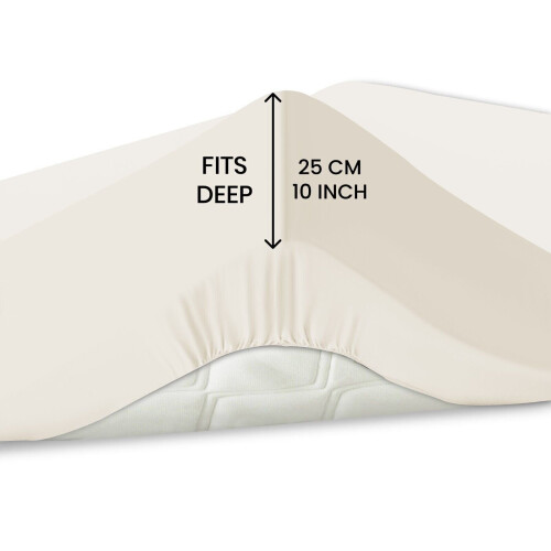 (Cream Single Fitted Bed Sheet) Cream Fitted Sheets Hotel Quality Bed Sheets UK 1