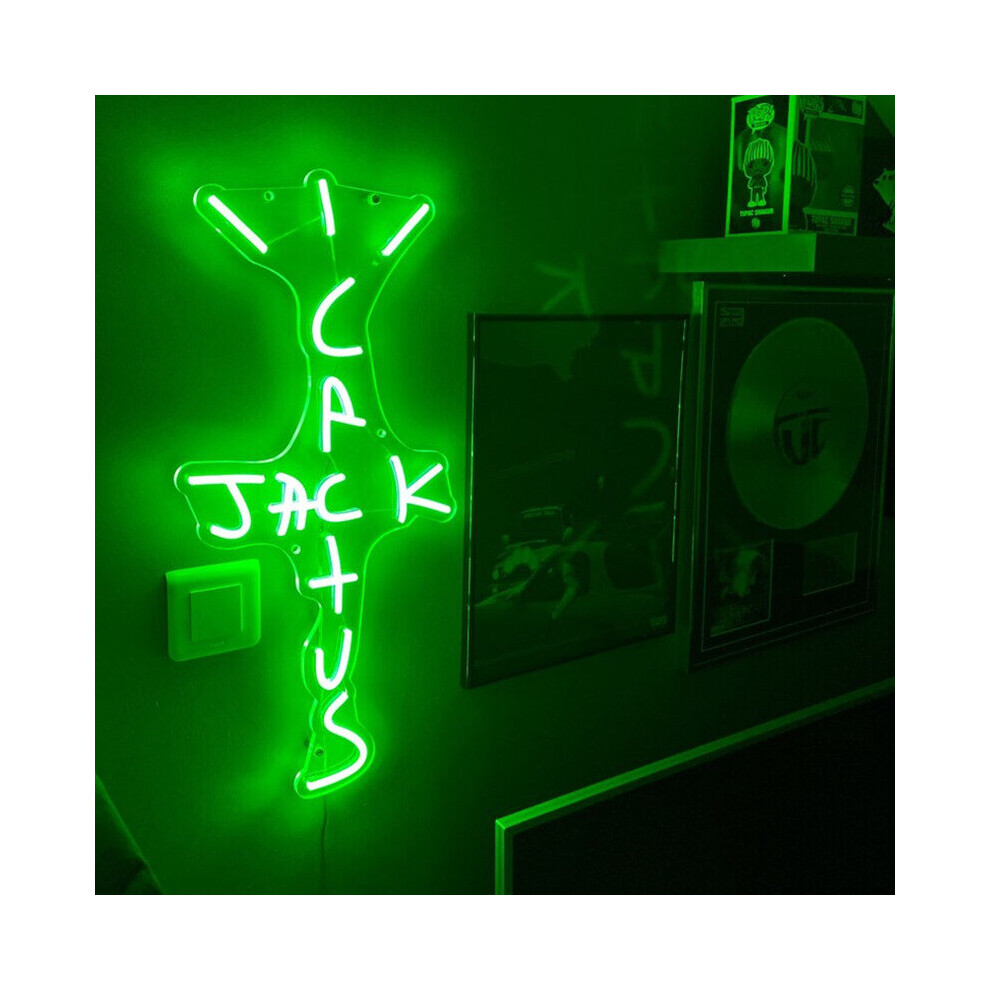 (Blue) Cactus Jack LED Neon Sign USB Light Room Decor