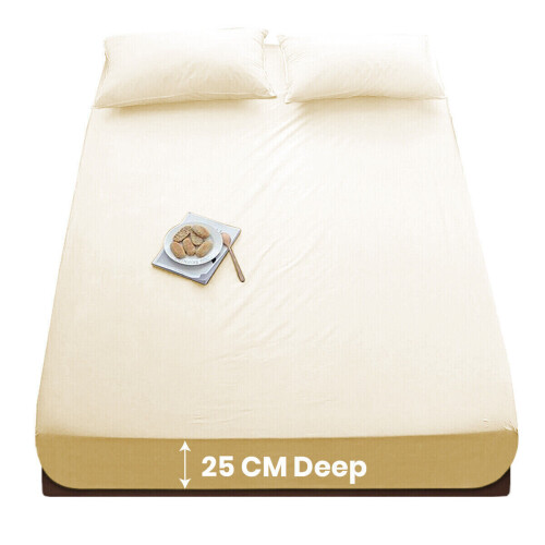 (Cream King Fitted Bed Sheet) Cream Fitted Sheets Hotel Quality Bed Sheets UK 2