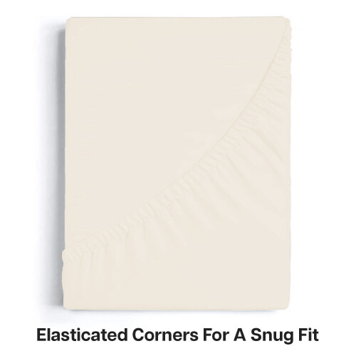 (Cream Single Fitted Bed Sheet) Cream Fitted Sheets Hotel Quality Bed Sheets UK 2