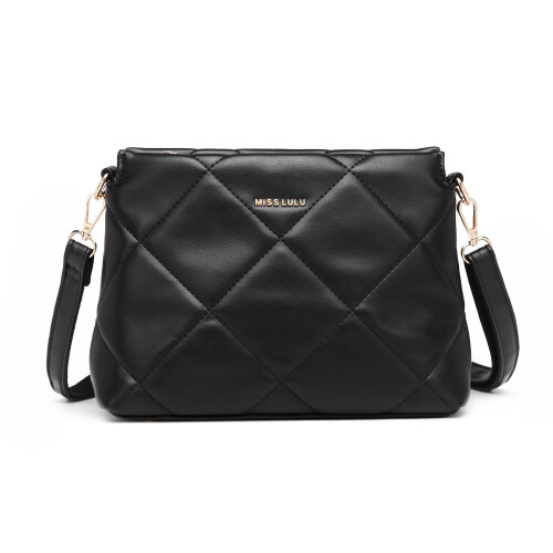 Miss Lulu (Black) MISS LULU PU Leather Rhombus Shoulder Bag