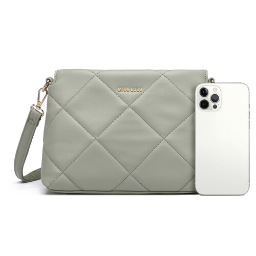 Miss Lulu (Green) MISS LULU PU Leather Rhombus Shoulder Bag 1