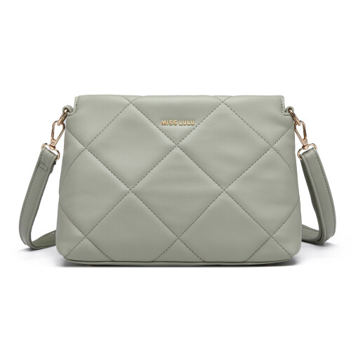 Miss Lulu (Green) MISS LULU PU Leather Rhombus Shoulder Bag