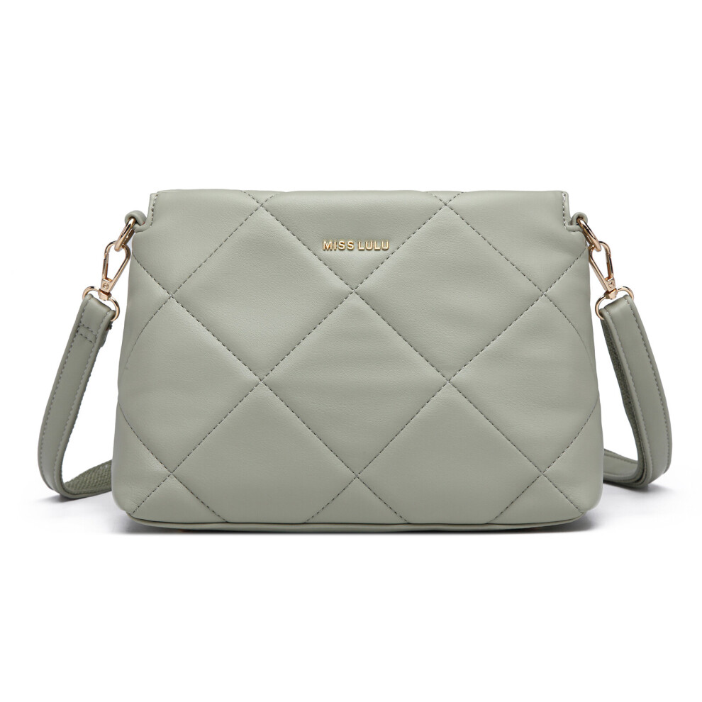 (Green) MISS LULU PU Leather Rhombus Shoulder Bag