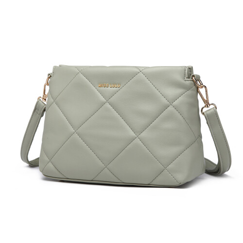 Miss Lulu (Green) MISS LULU PU Leather Rhombus Shoulder Bag 2