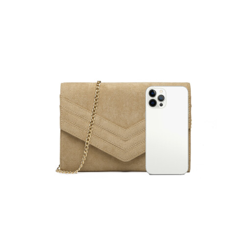 Miss Lulu (Light Brown) Miss Lulu Chevron Envelope Clutch Bag  With Strap 2