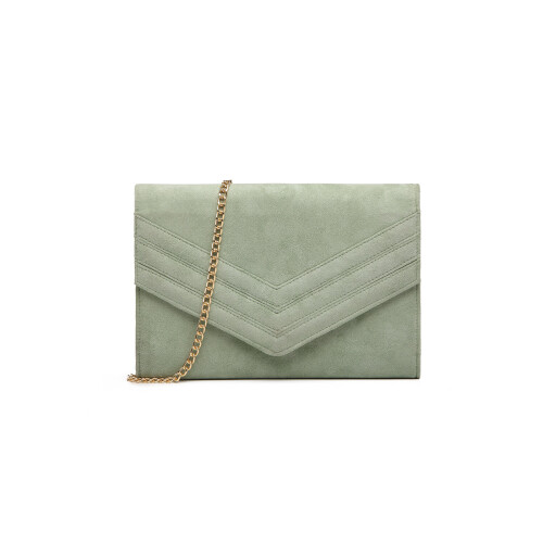 Miss Lulu (Green) MISS LULU Chevron Envelope Clutch Bag