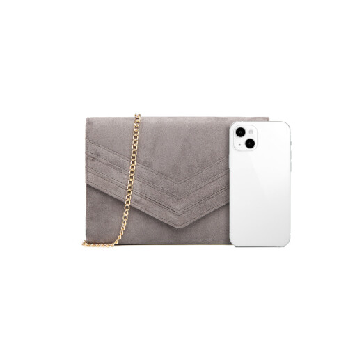 Miss Lulu (Grey) Miss Lulu Chevron Envelope Clutch Bag  With Strap 1