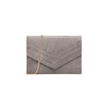 (Grey) Miss Lulu Chevron Envelope Clutch Bag With Strap