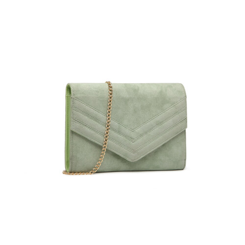 Miss Lulu (Green) MISS LULU Chevron Envelope Clutch Bag 2