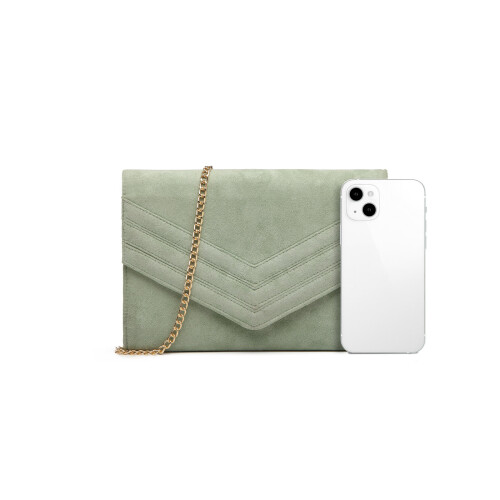 Miss Lulu (Green) MISS LULU Chevron Envelope Clutch Bag 1