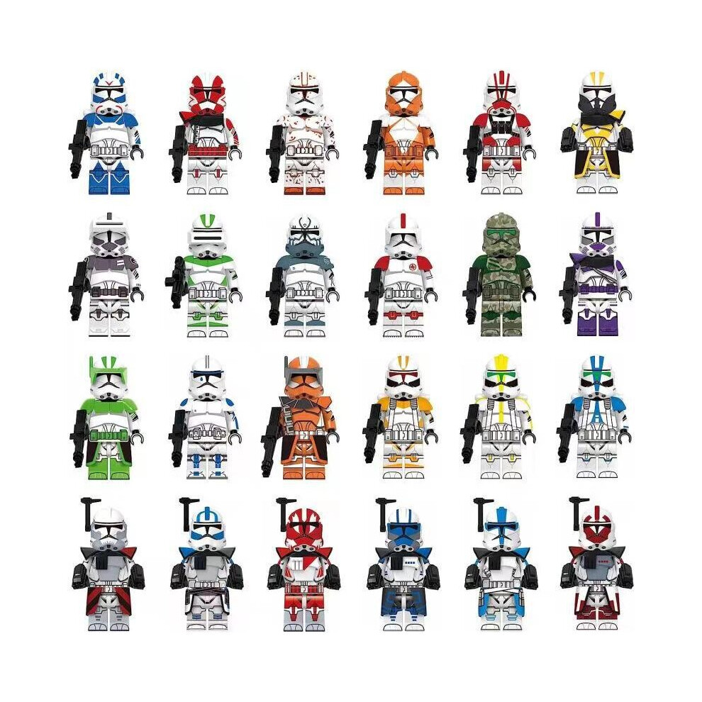 24PCS Clone ARC Trooper Minifigures Star Wars Battlefront Clone Troopers Captain Alpha Dredd Seven Ganch 501st