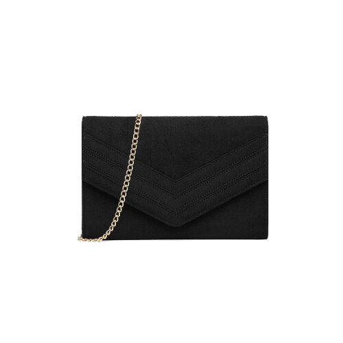 Miss Lulu (Black) Miss Lulu Chevron Envelope Clutch Bag  With Strap