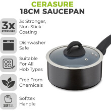 Tower T80357 Cerasure 18 cm Saucepan with Non-Stick Coating, Suitable for all Hob Types, Graphite