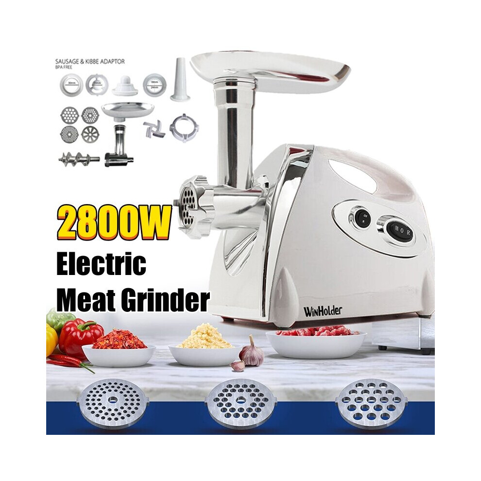 2800W Electric Meat Grinder Sausage Maker Filler Mincer Machine White