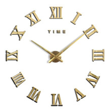 (Gold, Large) Diy Extra 3d Large Roman Numerals Luxury Mirror Wall Sticker Clock Decor Home