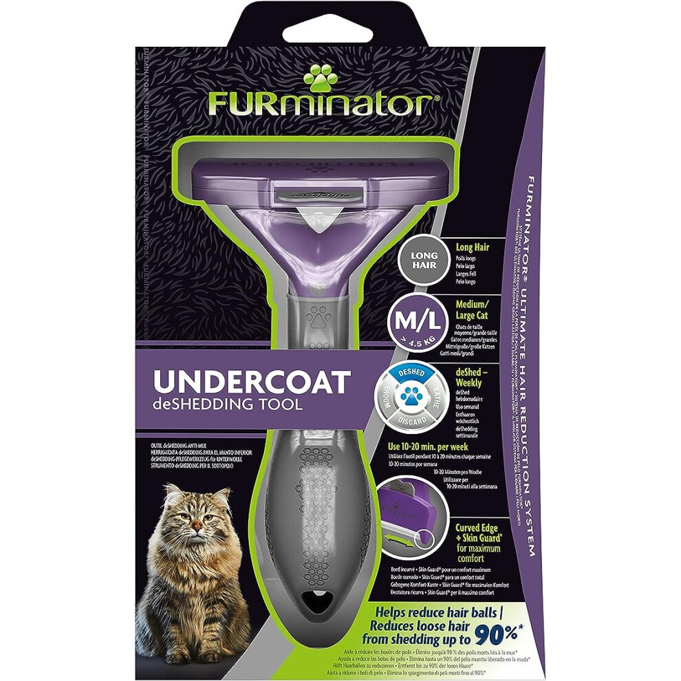 FURminator Undercoat deShedding Tool for Medium/Large Long Hair Cats Over 4.5 kg