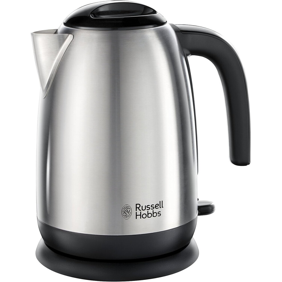 Russell Hobbs 23910 Adventure Brushed Stainless Steel Electric Kettle, Open Handle, 3000 W, 1.7 Litre, Brushed Steel [Energy Class A]