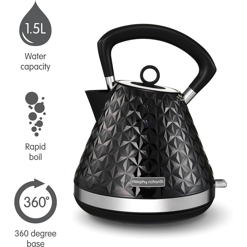 Morphy Richards Vector Pyramid Kettle 108131 Traditional Kettle Black